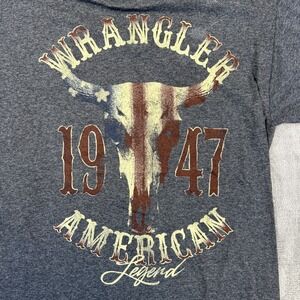 Wrangler T-Shirt Graphic Tee Mens Medium Gray Heather Crew Neck American Legend
